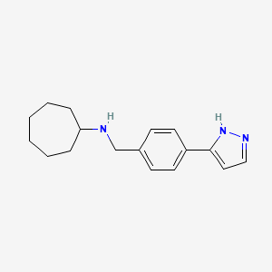 molecular formula C17H23N3 B6318337 Cycloheptyl-[4-(2H-pyrazol-3-yl)-benzyl]-amine, 95% CAS No. 179055-65-3