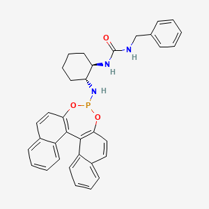 molecular formula C34H32N3O3P B6318757 1-Benzyl-3-{(1R,2R)-2-[(11bS)-dinaphtho[2,1-d:1',2'-f][1,3,2]dioxaphosphepin-4-ylamino]cyclohexyl}urea, 97% CAS No. 1198080-57-7