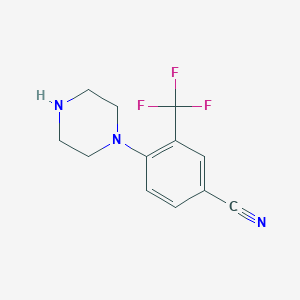 molecular formula C12H12F3N3 B6319202 4-(1-Piperazinyl)-3-(trifluoromethyl)benzonitrile CAS No. 1211518-64-7
