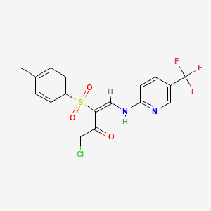 molecular formula C17H14ClF3N2O3S B6320483 1-Chloro-3-((4-methylphenyl)sulfonyl)-4-((5-(trifluoromethyl)(2-pyridyl))amino)but-3-en-2-one CAS No. 1025230-09-4