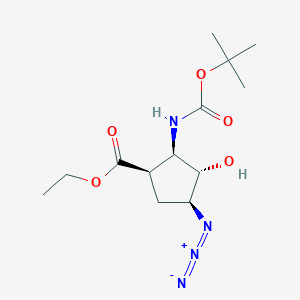 Ethyl (1R*,2R*,3S*,4S*)-4-azido-2-(tert-butoxycarbonylamino)-3-hydroxycyclopentane-carboxylate