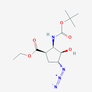 molecular formula C13H22N4O5 B6320765 Ethyl (1R*,2R*,3R*,4R*)-4-azido-2-(tert-butoxycarbonylamino)-3-hydroxycyclopentane-carboxylate CAS No. 959745-80-3