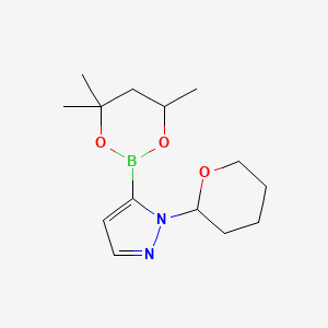 molecular formula C14H23BN2O3 B6320942 1-(Tetrahydro-2H-pyran-2-yl)-5-(4,4,6-trimethyl-1,3,2-dioxaborinan-2-yl)-1H-pyrazole CAS No. 2096994-55-5