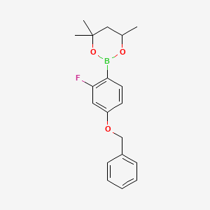 molecular formula C19H22BFO3 B6320980 2-(4-Benzyloxy-2-fluorophenyl)-4,4,6-trimethyl-1,3,2-dioxaborinane CAS No. 2096995-58-1