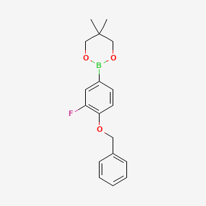 molecular formula C18H20BFO3 B6321024 2-(4-Benzyloxy-3-fluorophenyl)-5,5-dimethyl-1,3,2-dioxaborinane CAS No. 2096994-81-7