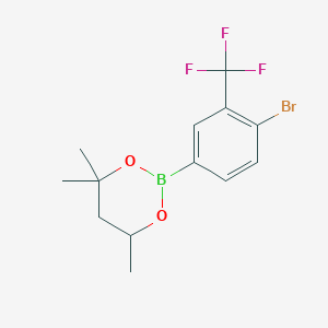 molecular formula C13H15BBrF3O2 B6321109 2-[4-Bromo-3-(trifluoromethyl)phenyl]-4,4,6-trimethyl-1,3,2-dioxaborinane CAS No. 2096997-72-5