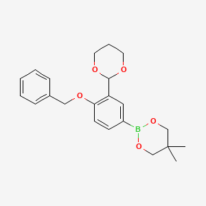 molecular formula C22H27BO5 B6321121 2-[4-Benzyloxy-3-(1,3-dioxan-2-yl)phenyl]-5,5-dimethyl-1,3,2-dioxaborinane CAS No. 2096997-53-2