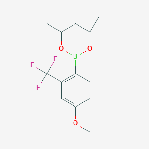molecular formula C14H18BF3O3 B6321130 2-[4-Methoxy-2-(trifluoromethyl)phenyl]-4,4,6-trimethyl-1,3,2-dioxaborinane CAS No. 2096998-27-3