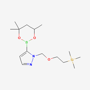 molecular formula C15H29BN2O3Si B6321217 5-(4,4,6-Trimethyl-1,3,2-dioxaborinan-2-yl)-1-{[2-(trimethylsilyl)ethoxy]methyl}-1H-pyrazole CAS No. 2096996-43-7
