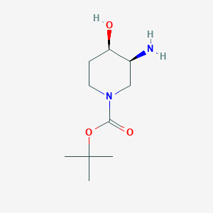 molecular formula C10H20N2O3 B6321278 tert-Butyl cis-3-amino-4-hydroxy-1-piperidinecarboxylate, 95% CAS No. 1638759-83-7