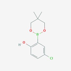 molecular formula C11H14BClO3 B6321844 4-Chloro-2-(5,5-dimethyl-1,3,2-dioxaborinan-2-yl)phenol CAS No. 2096997-03-2