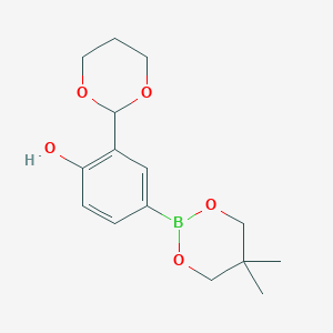 molecular formula C15H21BO5 B6321852 4-(5,5-Dimethyl-1,3,2-dioxaborinan-2-yl)-2-(1,3-dioxan-2-yl)phenol CAS No. 2096997-30-5
