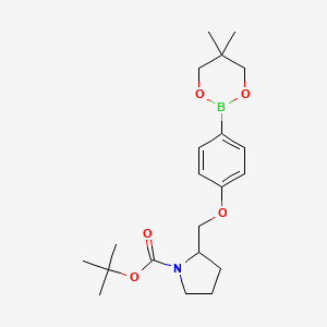molecular formula C21H32BNO5 B6321891 tert-Butyl 2-{[4-(5,5-dimethyl-1,3,2-dioxaborinan-2-yl)phenoxy]methyl}pyrrolidine-1-carboxylate CAS No. 2096997-39-4