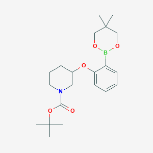 molecular formula C21H32BNO5 B6321907 tert-Butyl 3-[2-(5,5-dimethyl-1,3,2-dioxaborinan-2-yl)phenoxy]piperidine-1-carboxylate CAS No. 2096997-17-8