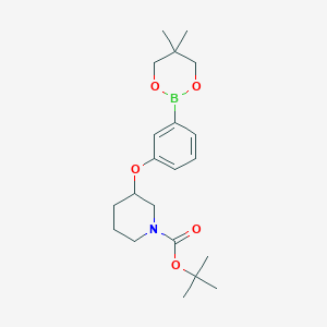 molecular formula C21H32BNO5 B6321915 tert-Butyl 3-[3-(5,5-dimethyl-1,3,2-dioxaborinan-2-yl)phenoxy]piperidine-1-carboxylate CAS No. 2096997-07-6