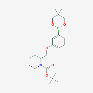 molecular formula C22H34BNO5 B6321942 tert-Butyl 2{[3-(5,5-dimethyl-1,3,2-dioxaborinan-2-yl)phenoxy]methyl}piperidine-1-carboxylate CAS No. 2096997-32-7