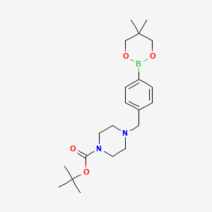 molecular formula C21H33BN2O4 B6321954 tert-Butyl 4-[4-(5,5-dimethyl-1,3,2-dioxaborinan-2-yl)benzyl]piperazine-1-carboxylate CAS No. 2096994-51-1