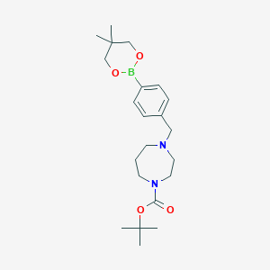 molecular formula C22H35BN2O4 B6321962 tert-Butyl 4-[4-(5,5-dimethyl-1,3,2-dioxaborinan-2-yl)benzyl]-1,4-diazepane-1-carboxylate CAS No. 2096994-54-4