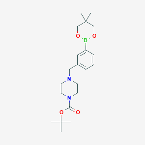molecular formula C21H33BN2O4 B6321975 tert-Butyl 4-[3-(5,5-dimethyl-1,3,2-dioxaborinan-2-yl)benzyl]piperazine-1-carboxylate CAS No. 2096994-67-9