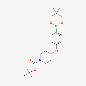 molecular formula C21H32BNO5 B6321976 tert-Butyl 4-[4-(5,5-dimethyl-1,3,2-dioxaborinan-2-yl)phenoxy]piperidine-1-carboxylate CAS No. 2096995-11-6