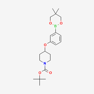 molecular formula C21H32BNO5 B6321980 tert-Butyl 4-[3-(5,5-dimethyl-1,3,2-dioxaborinan-2-yl)phenoxy]piperidine-1-carboxylate CAS No. 2096995-20-7
