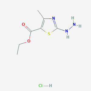 molecular formula C7H12ClN3O2S B6322142 Ethyl 2-hydrazino-4-methyl-1,3-thiazole-5-carboxylate hydrochloride;  95% CAS No. 936113-99-4