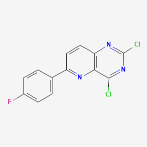 molecular formula C13H6Cl2FN3 B6322317 2,4-Dichloro-6-(4-fluoro-phenyl)-pyrido[3,2-d]pyrimidine, 95% CAS No. 917758-92-0