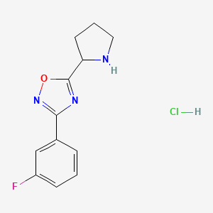 molecular formula C12H13ClFN3O B6322694 3-(3-Fluorophenyl)-5-pyrrolidin-2-yl-1,2,4-oxadiazole hydrochloride, 90% CAS No. 871127-26-3