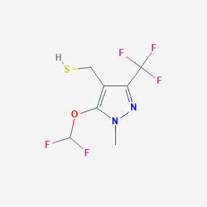molecular formula C7H7F5N2OS B6322777 5-(Difluoromethoxy)-1-methyl-3-(trifluoromethyl)-1H-pyrazole-4-methanethiol CAS No. 656825-90-0
