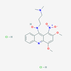 molecular formula C20H26Cl2N4O5 B063230 1,3-Propanediamine, N'-(2,4-dimethoxy-1-nitro-9-acridinyl)-N,N-dimethyl-, N-oxide, dihydrochloride CAS No. 176915-32-5