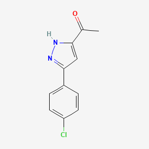 molecular formula C11H9ClN2O B6323272 1-[5-(4-Chloro-phenyl)-2H-pyrazol-3-yl]-ethanone, 95% CAS No. 1779440-19-5