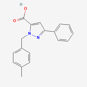 molecular formula C18H16N2O2 B6323339 1-(4-Methylbenzyl)-3-phenyl-1H-pyrazole-5-carboxylic acid CAS No. 1020238-81-6