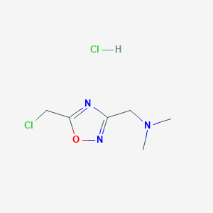 molecular formula C6H11Cl2N3O B6323561 1-[5-(Chloromethyl)-1,2,4-oxadiazol-3-yl]-N,N-dimethylmethanamine hydrochloride CAS No. 1609395-92-7