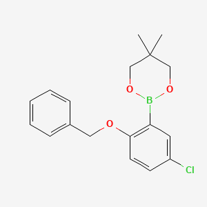 molecular formula C18H20BClO3 B6323593 2-(2-Benzyloxy-5-chlorophenyl)-5,5-dimethyl-1,3,2-dioxaborinane CAS No. 2096995-87-6