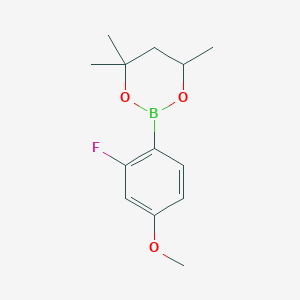 molecular formula C13H18BFO3 B6323594 2-(2-Fluoro-4-methoxyphenyl)-4,4,6-trimethyl-1,3,2-dioxaborinane CAS No. 2096994-56-6