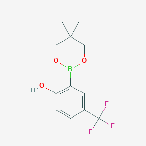 molecular formula C12H14BF3O3 B6323625 2-(5,5-Dimethyl-1,3,2-dioxaborinan-2-yl)-4-(trifluoromethyl)phenol CAS No. 2096994-95-3