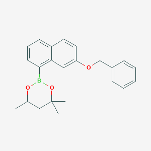 molecular formula C23H25BO3 B6323677 2-(7-Benzyloxy-1-naphthyl)-4,4,6-trimethyl-1,3,2-dioxaborinane CAS No. 2096997-56-5