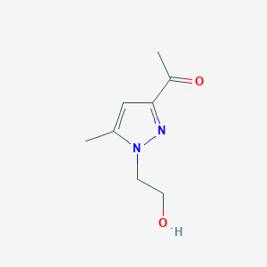 molecular formula C8H12N2O2 B063237 3-Acetyl-1-(2-hydroxyethyl)-5-methylpyrazole CAS No. 165743-84-0
