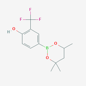 molecular formula C13H16BF3O3 B6323702 2-(Trifluoromethyl)-4-(4,4,6-trimethyl-1,3,2-dioxaborinan-2-yl)phenol CAS No. 2096996-27-7