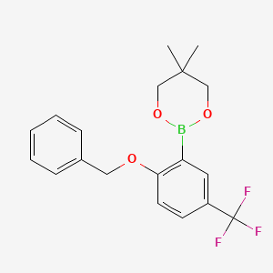 molecular formula C19H20BF3O3 B6323723 2-[2-Benzyloxy-5-(trifluoromethyl)phenyl]-5,5-dimethyl-1,3,2-dioxaborinane CAS No. 2096997-66-7