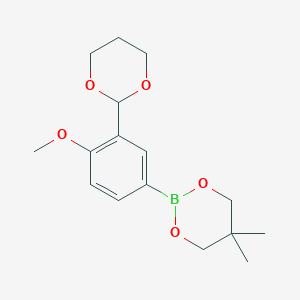 molecular formula C16H23BO5 B6323738 2-[3-(1,3-Dioxan-2-yl)-4-methoxyphenyl]-5,5-dimethyl-1,3,2-dioxaborinane CAS No. 2096997-52-1