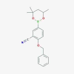 molecular formula C20H22BNO3 B6323743 2-Benzyloxy-5-(4,4,6-trimethyl-1,3,2-dioxaborinan-2-yl)benzonitrile CAS No. 2096997-47-4