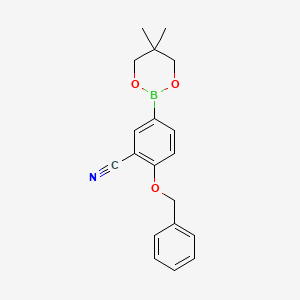 molecular formula C19H20BNO3 B6323744 2-Benzyloxy-5-(5,5-dimethyl-1,3,2-dioxaborinan-2-yl)benzonitrile CAS No. 2096995-41-2