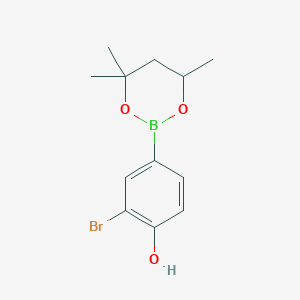 molecular formula C12H16BBrO3 B6323749 2-Bromo-4-(4,4,6-trimethyl-1,3,2-dioxaborinan-2-yl)phenol CAS No. 2096997-43-0