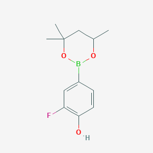 molecular formula C12H16BFO3 B6323771 2-Fluoro-4-(4,4,6-trimethyl-1,3,2-dioxaborinan-2-yl)phenol CAS No. 2096996-56-2