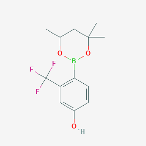 molecular formula C13H16BF3O3 B6323787 3-(Trifluoromethyl)-4-(4,4,6-trimethyl-1,3,2-dioxaborinan-2-yl)phenol CAS No. 2096994-58-8