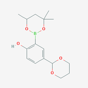 4-(1,3-Dioxan-2-yl)-2-(4,4,6-trimethyl-1,3,2-dioxaborinan-2-yl)phenol