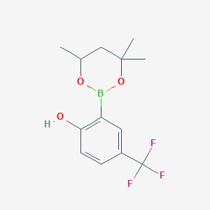 molecular formula C13H16BF3O3 B6323817 4-(Trifluoromethyl)-2-(4,4,6-trimethyl-1,3,2-dioxaborinan-2-yl)phenol CAS No. 2096998-36-4