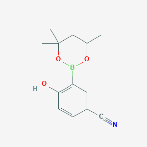 molecular formula C13H16BNO3 B6323854 4-Hydroxy-3-(4,4,6-trimethyl-1,3,2-dioxaborinan-2-yl)benzonitrile CAS No. 2096995-66-1