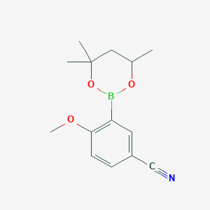 molecular formula C14H18BNO3 B6323856 4-Methoxy-3-(4,4,6-trimethyl-1,3,2-dioxaborinan-2-yl)benzonitrile CAS No. 2096996-02-8